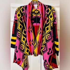 American Girl Kids Aesthetic Aztec Print‎ Oversized Shaggy Twee Cardigan Size M